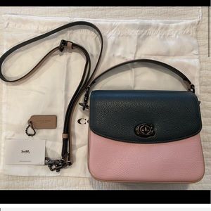 EUC Coach Cassie 19, color block pink/green/tan